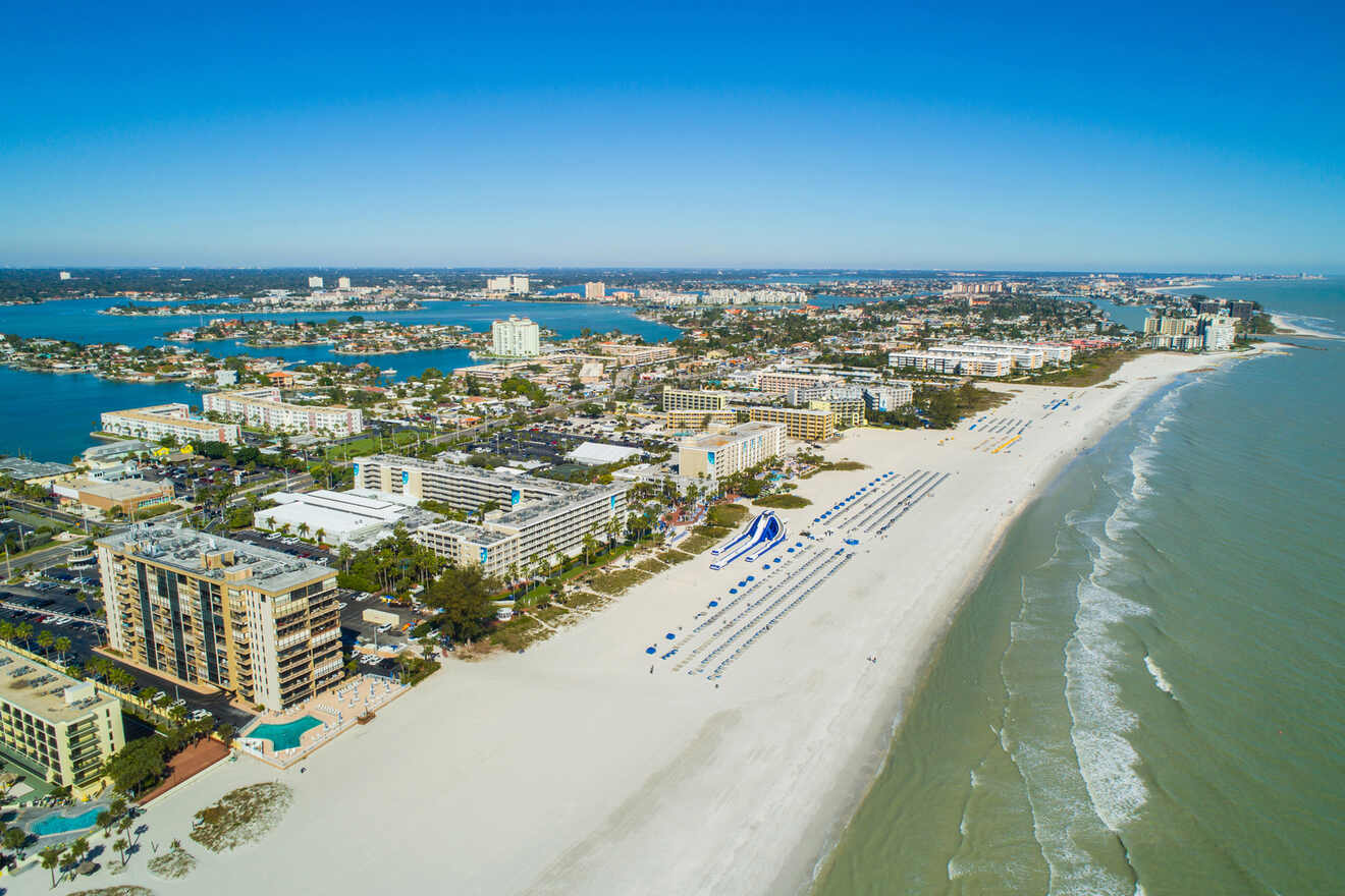 aerial view of the beach and Treasure Island 